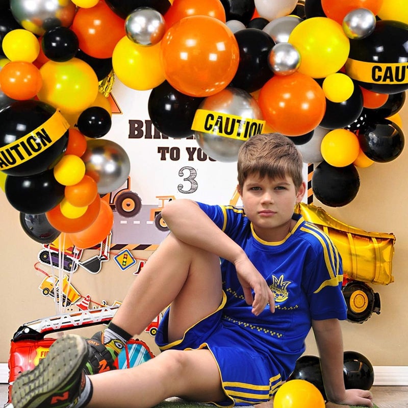 Haptda Quarantine Balloon Garland & Arch Kit  74 Pack 12Inch 5Inch Black  Orange  Yellow  Silver Latex Balloons Strip Set with Caution Tape for Quarantine Birthday Party Decorations Construction - Image 3